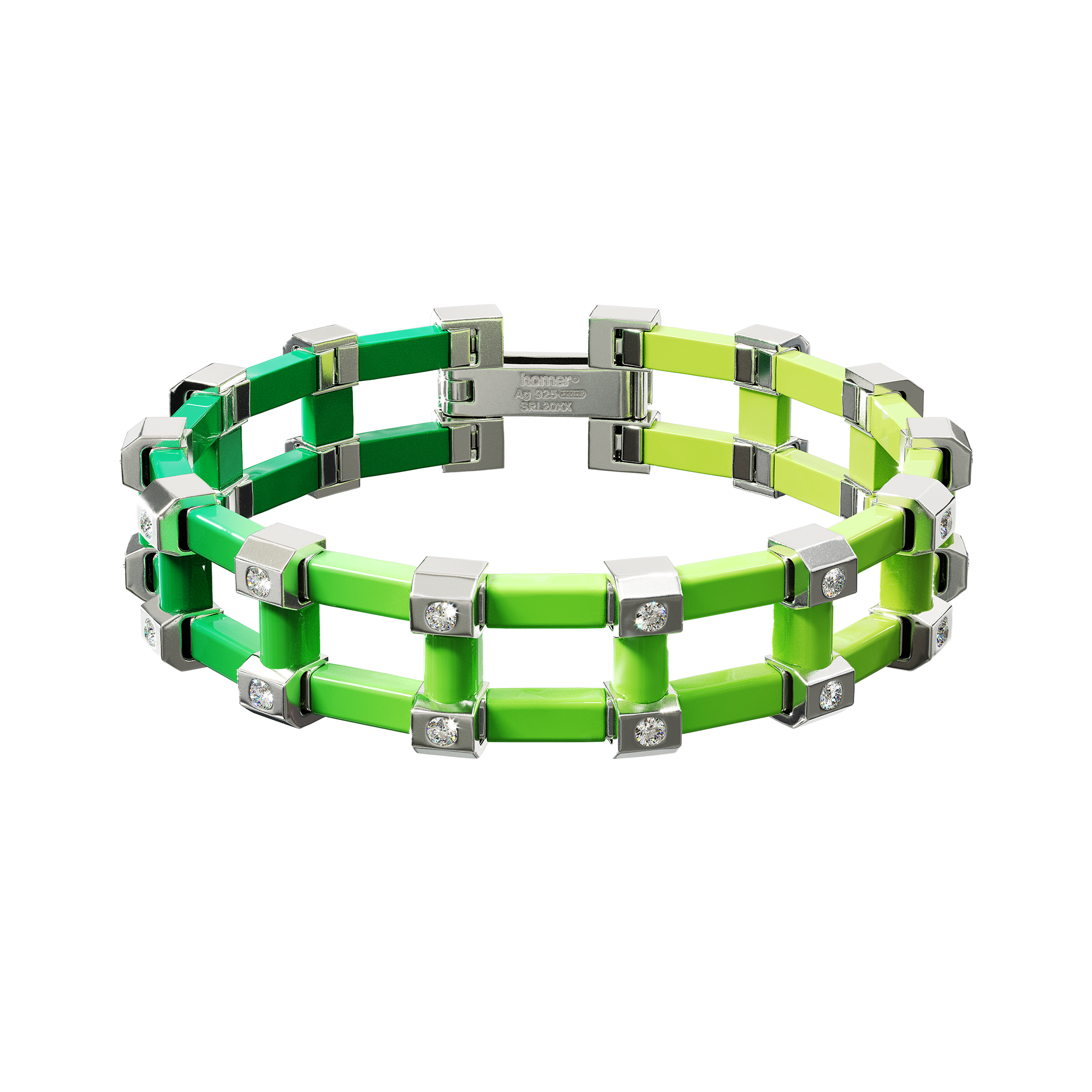 A detail of Sodium Bracelet in Clover Gradient